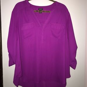 EUC 3/4 sleeve Torrid Blouse bright purple size 2